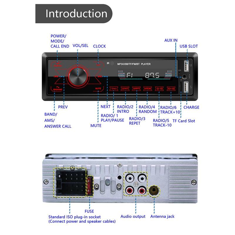 Single Din Car Stereo Radio with Bluetooth FM Touch Screen MP3 Player Support USB SD Card AUX Wireless Remote Control (CT2)