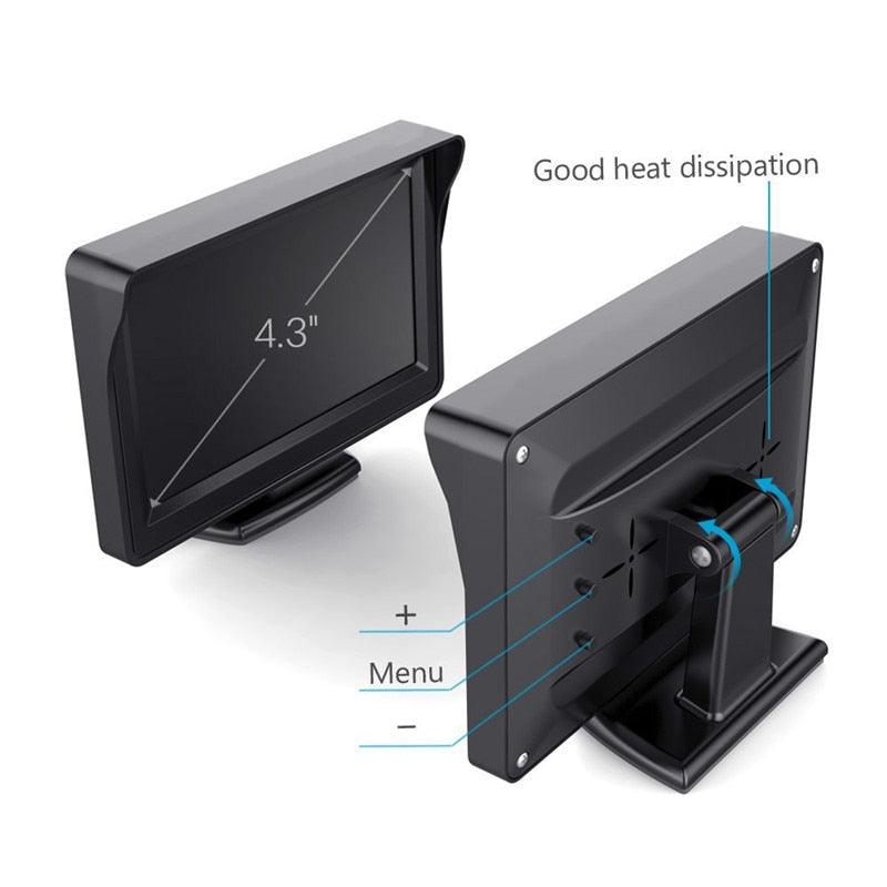 Wire 4.3'' Mirror Monitor System For Cars HD Night Vision IP68 Waterproof Rear/Front View (CT3)(F60)
