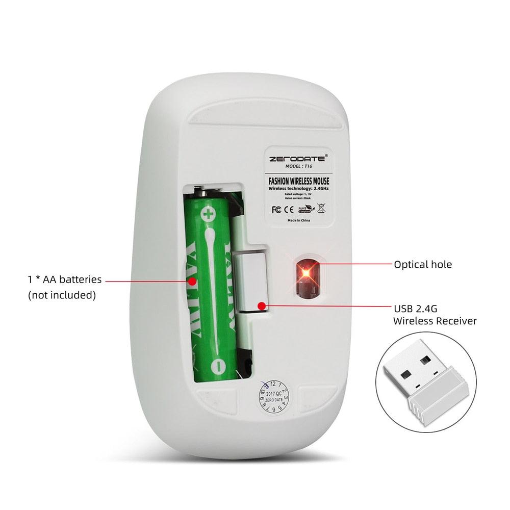 2.4G Mini Wireless Mouse 1600DPI Silent USB Optical Ergonomic Business Office Mouse For PC Gaming Laptops (CA1)(F52)