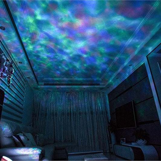 Ocean Wave Projector Colorful Remote Control TF Ceiling Mood Lamp with Built in Speaker Music Player (D58)(LL4)(1U58)