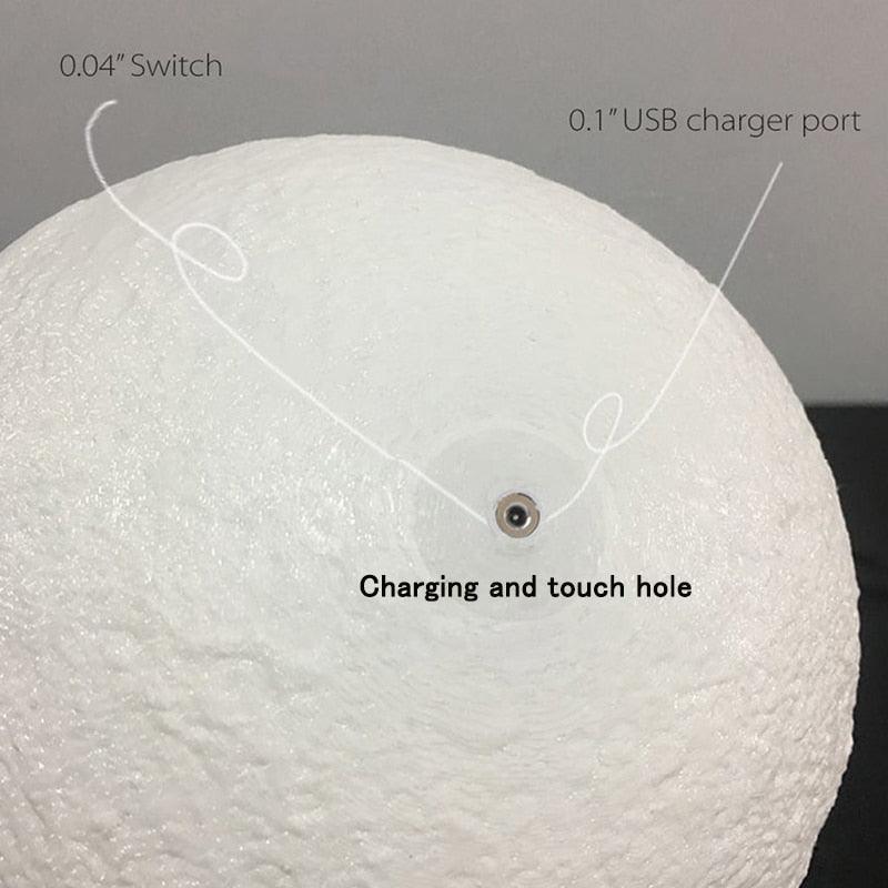 Trending Night Light 3D Print Moon Lamp - Rechargeable Color Change 3D Light Touch Moon (LL4)(1U58)