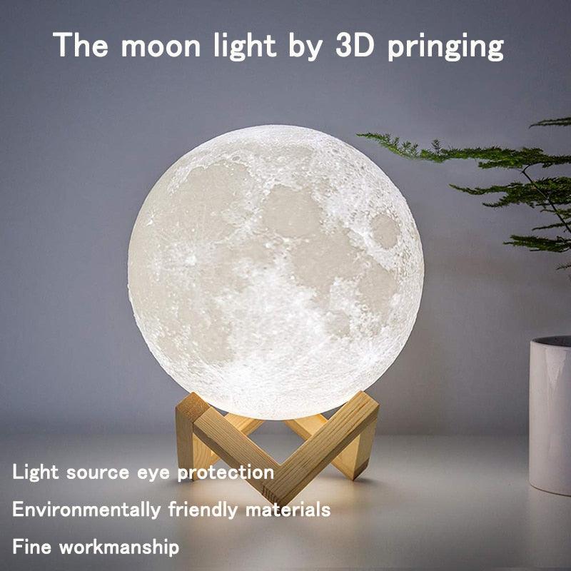 Trending Night Light 3D Print Moon Lamp - Rechargeable Color Change 3D Light Touch Moon (LL4)(1U58)