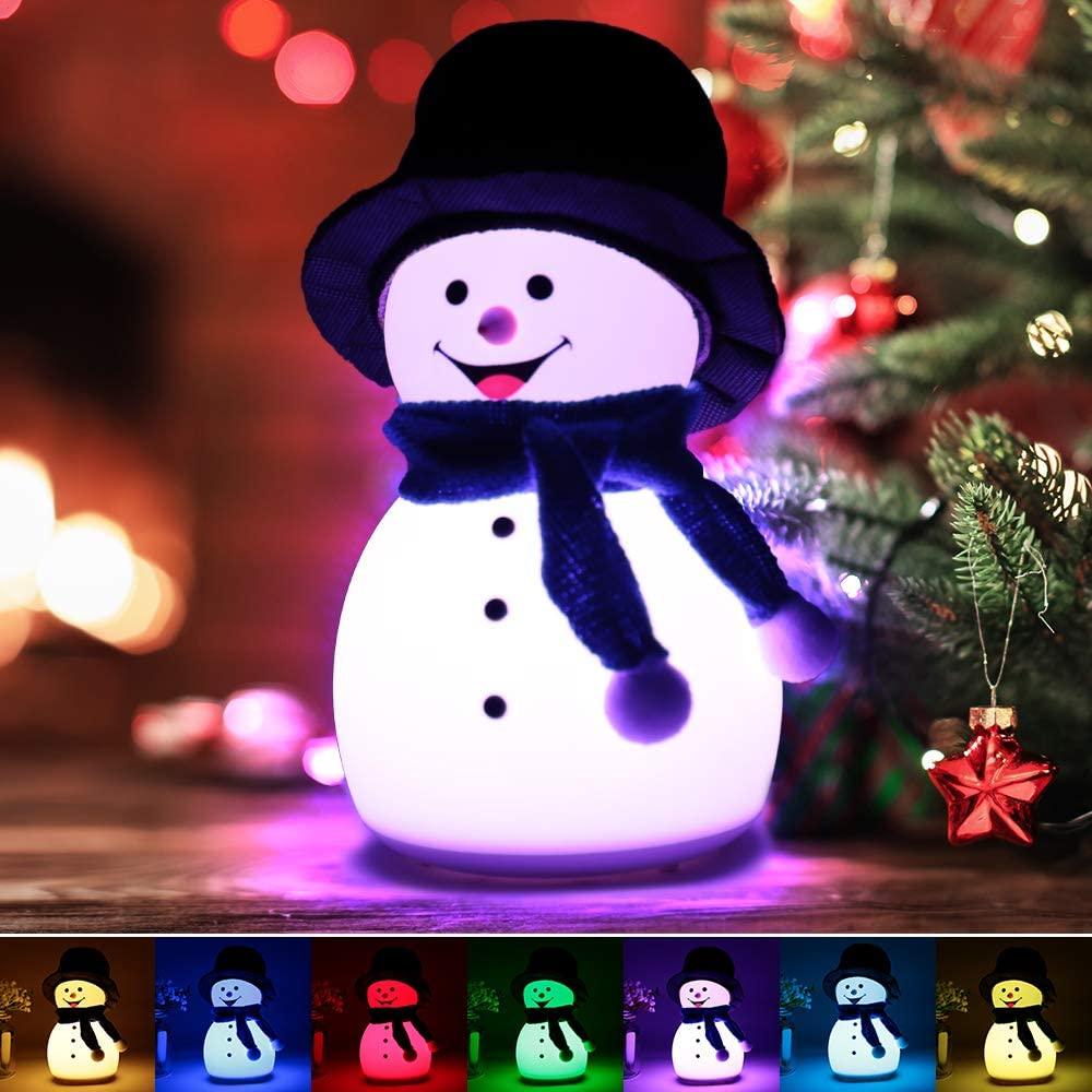 Night Light for Kids Cute Silicone Snowman Light Gift Tap Control afe Baby Lamps (D58)(LL5)(LL4)(1U58)