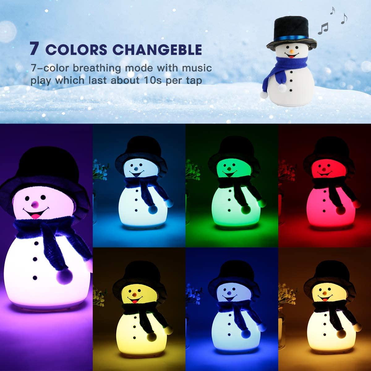 Night Light for Kids Cute Silicone Snowman Light Gift Tap Control afe Baby Lamps (D58)(LL5)(LL4)(1U58)