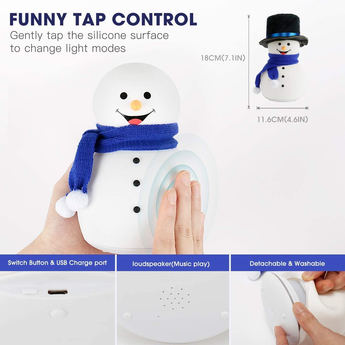 Night Light for Kids Cute Silicone Snowman Light Gift Tap Control afe Baby Lamps (D58)(LL5)(LL4)(1U58)