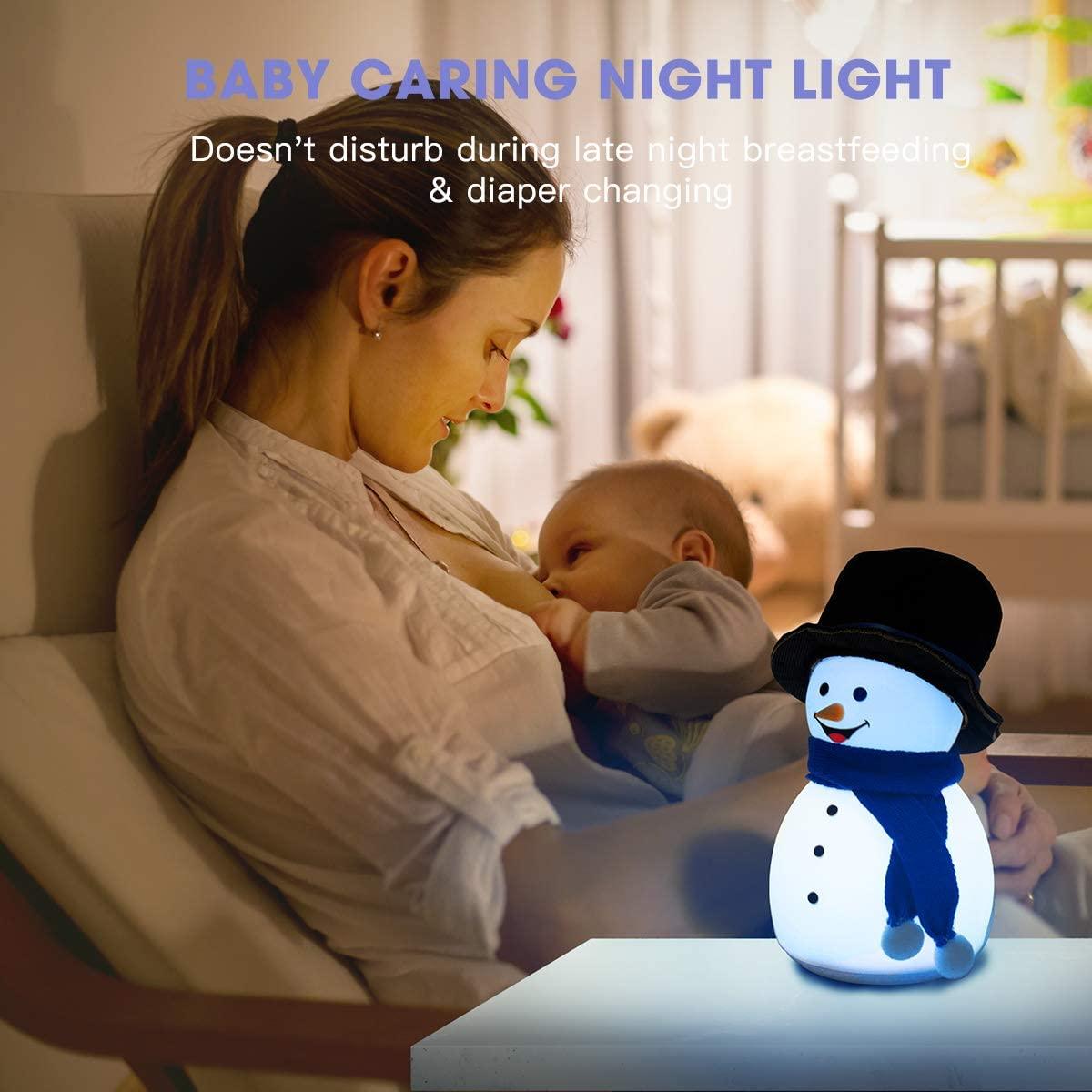 Night Light for Kids Cute Silicone Snowman Light Gift Tap Control afe Baby Lamps (D58)(LL5)(LL4)(1U58)