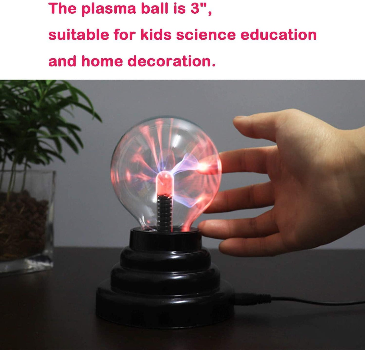 Plasma Ball Glass Touch Sensitive USB/Battery Powered Novelty Science Thunder Lightning (LL4)(1U58)