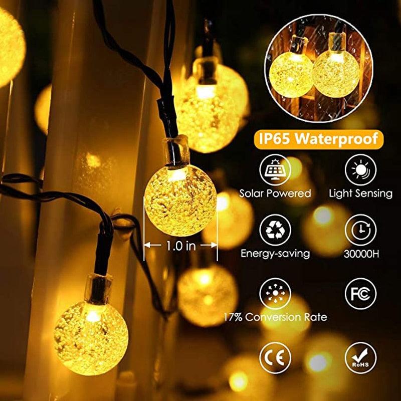 Solar 20/50 LED Crystal ball 5M/10M Lamp Power LED - String Fairy Christmas Decor For Outdoor (LL5)(1U58)