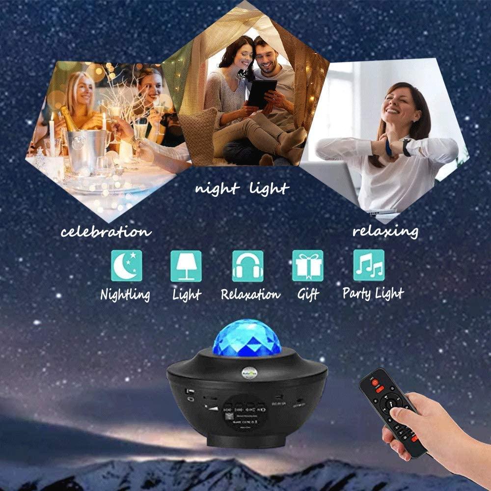 Star Night Light Projector - Ocean Wave Projector Sky with Bluetooth Speaker (D58)(LL4)(1U58)