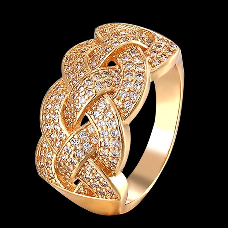 Trending Jewelry Four Plated Color Women's Wedding Ring - Paved Zircon Finger Rings (7JW)(9JW)(F81)