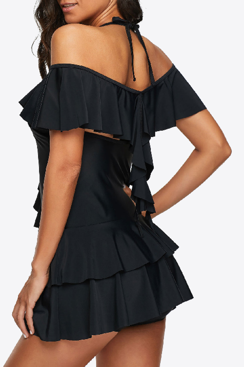 Ruffled Cold-Shoulder Two-Piece Swimsuit (TB13D) T