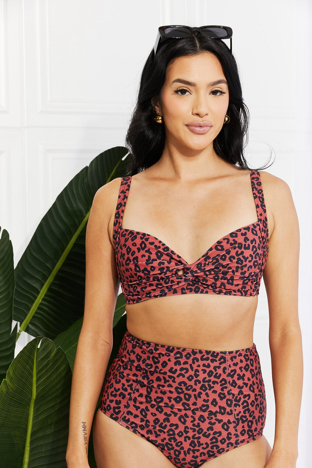 Marina West Swim Take A Dip Twist High-Rise Bikini in Ochre (TB9D) T