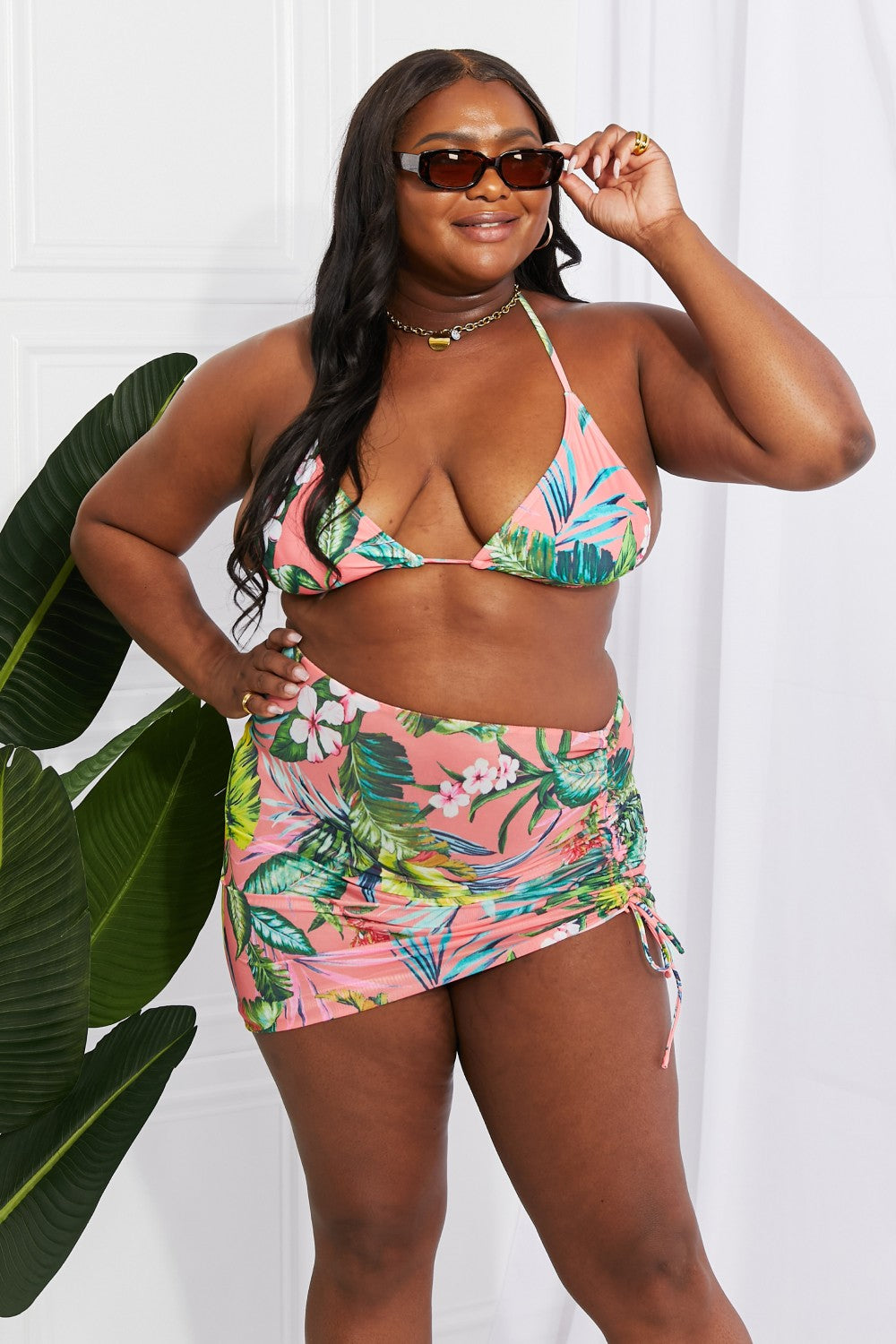 Marina West Swim Paradise Awaits Triangle Bikini and Sarong Set (TB9D) T