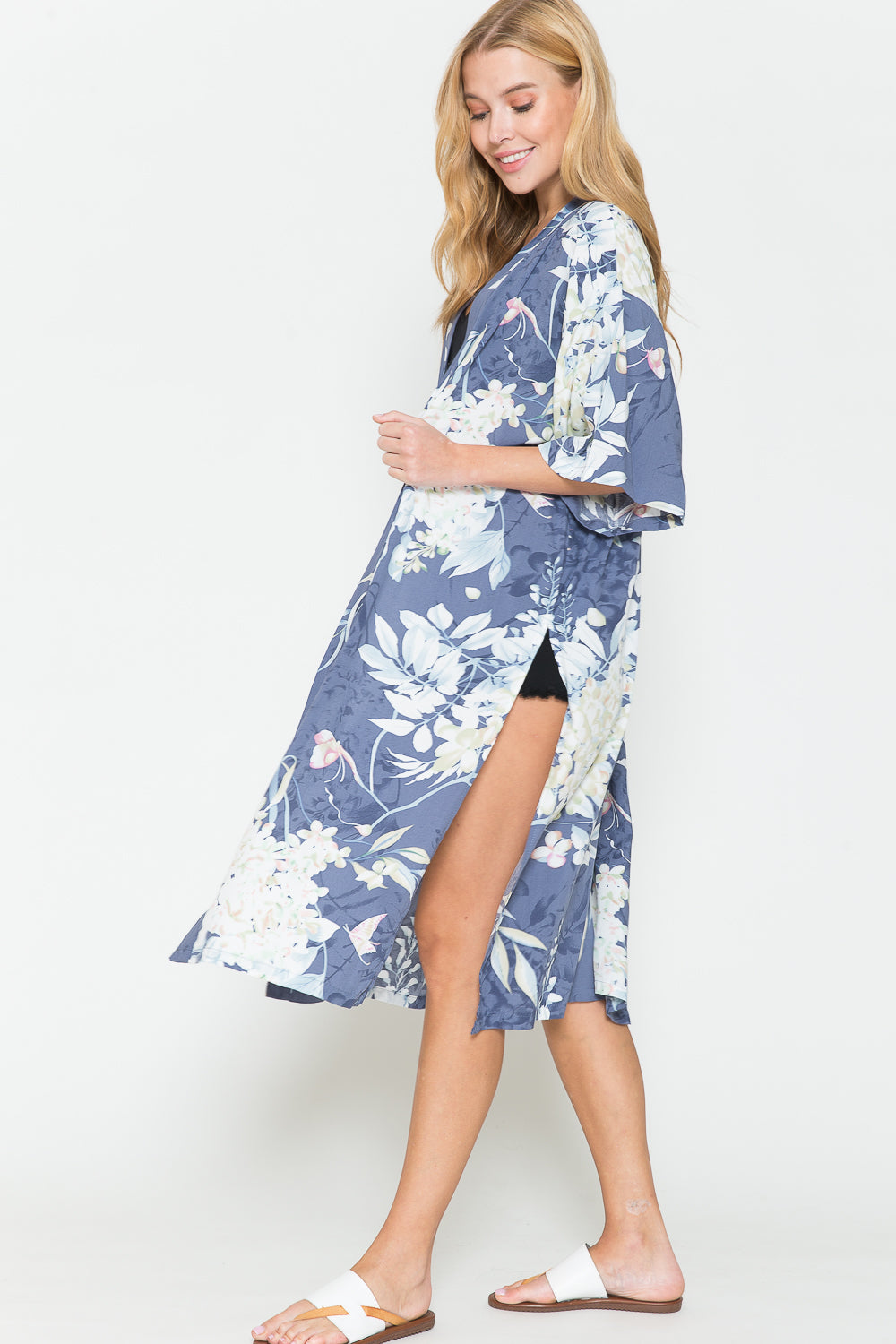 Justin Taylor Botanical Print Split Cover Up (TB11D) T