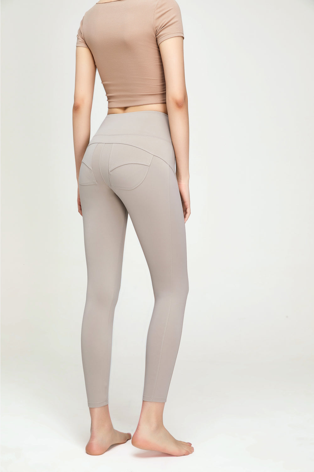 Seam Detail Wide Waistband Sports Leggings (TBL) T