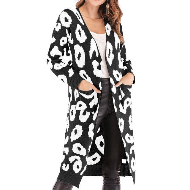 Great Autumn Winter Christmas Women Sweater - Women Casual Long Cardigan - New Leopard Streetwear (2U23)