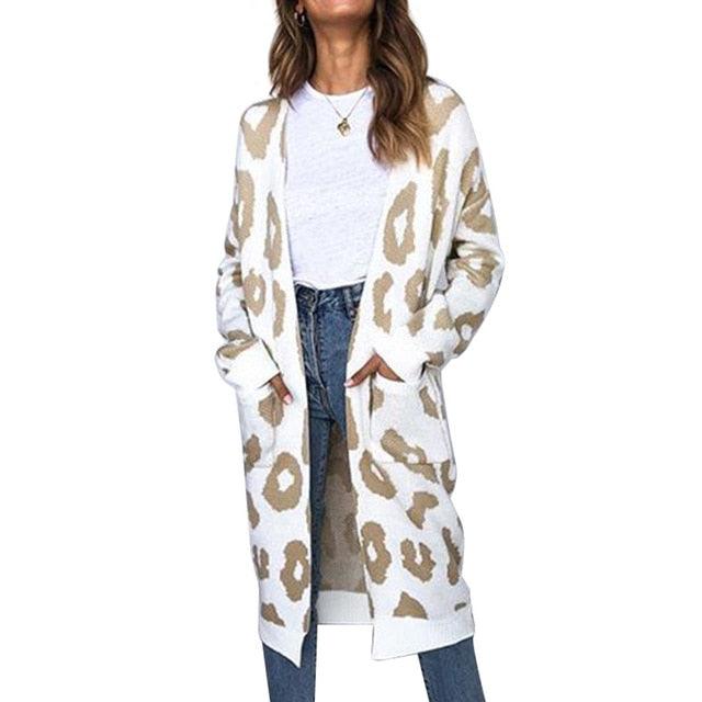 Great Autumn Winter Christmas Women Sweater - Women Casual Long Cardigan - New Leopard Streetwear (2U23)
