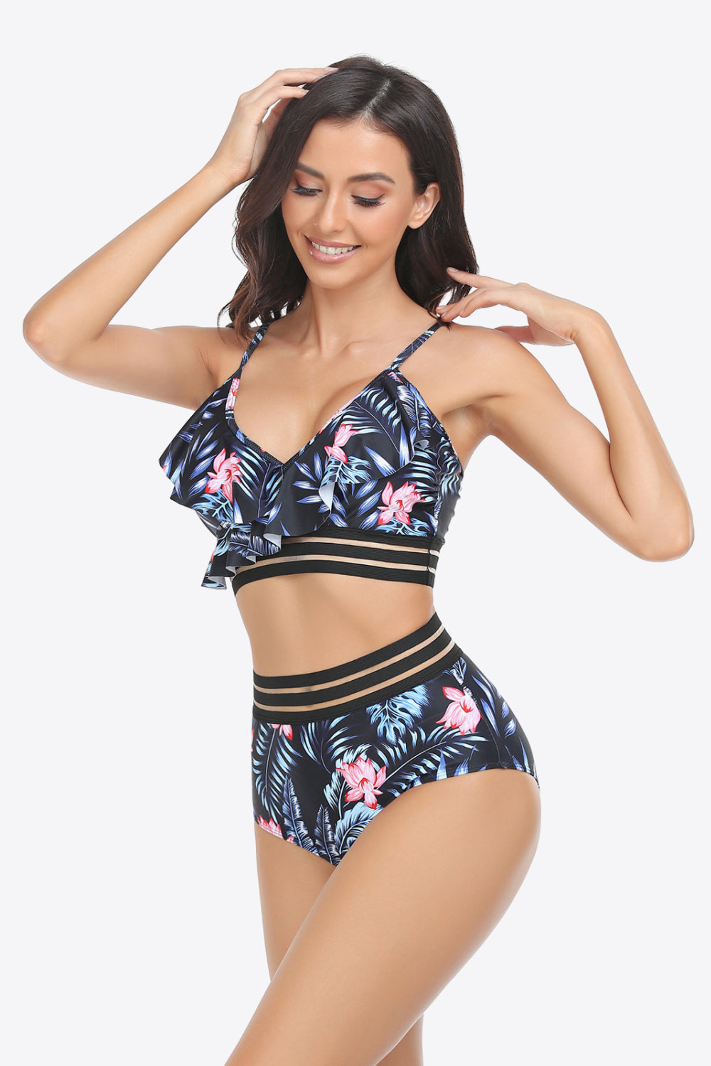 Ruffled Plunge Bikini Set (TB13D) T