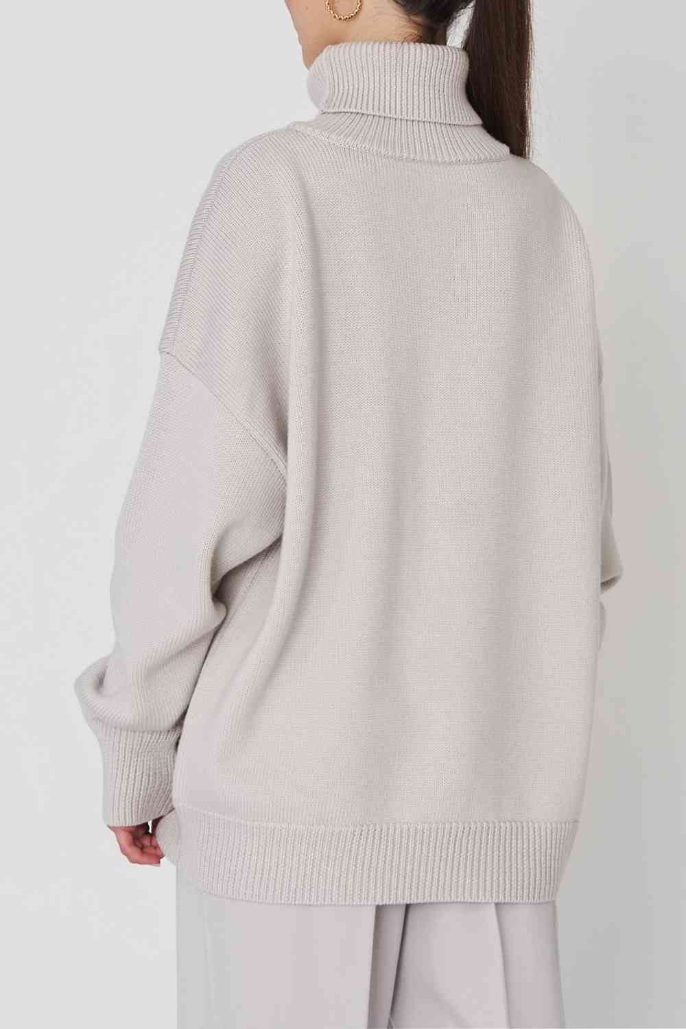 Turtle Neck Dropped Shoulder Sweater - Deals DejaVu