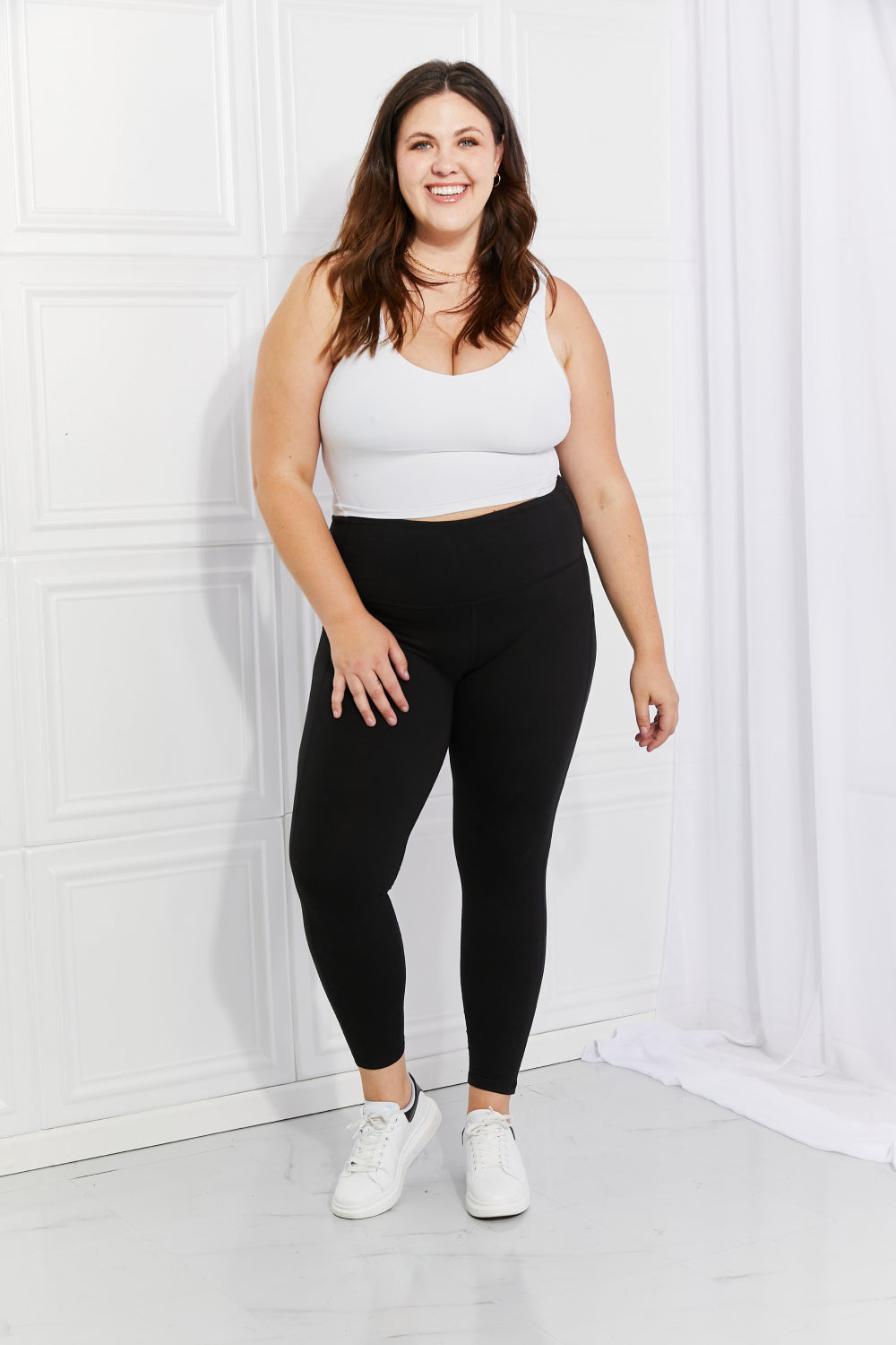 Leggings Depot Full Size Strengthen and Lengthen Reflective Dot Active Leggings (TBL) T