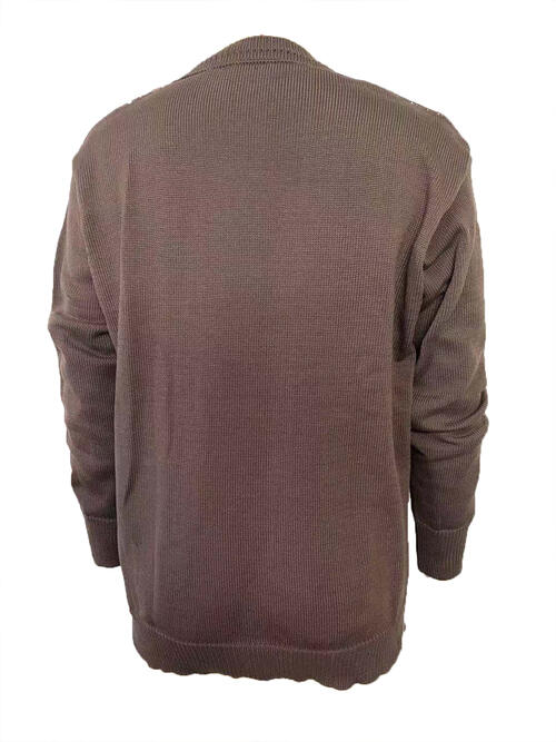 Geometric V-Neck Long Sleeve Sweater - Deals DejaVu