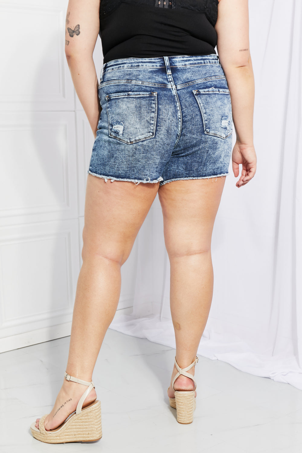 Vervet by Flying Monkey Full Size Raw Hem Denim Shorts (TBL2) T
