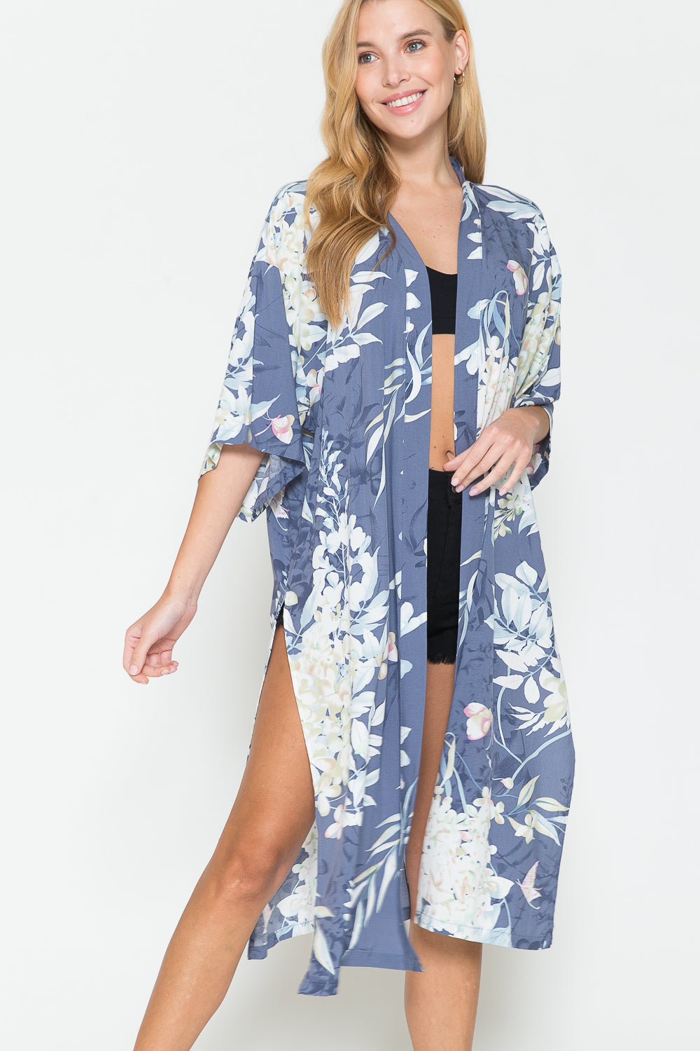 Justin Taylor Botanical Print Split Cover Up (TB11D) T