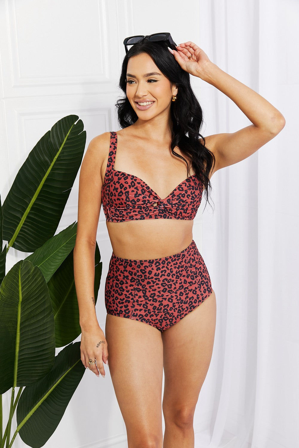 Marina West Swim Take A Dip Twist High-Rise Bikini in Ochre (TB9D) T