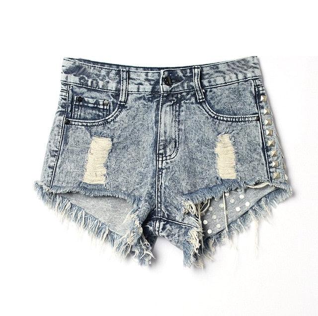 Trending Women's Fashion Brand Ripped High Waisted Short - Jeans Punk Sexy Hot Shorts (D32)(TBL2)