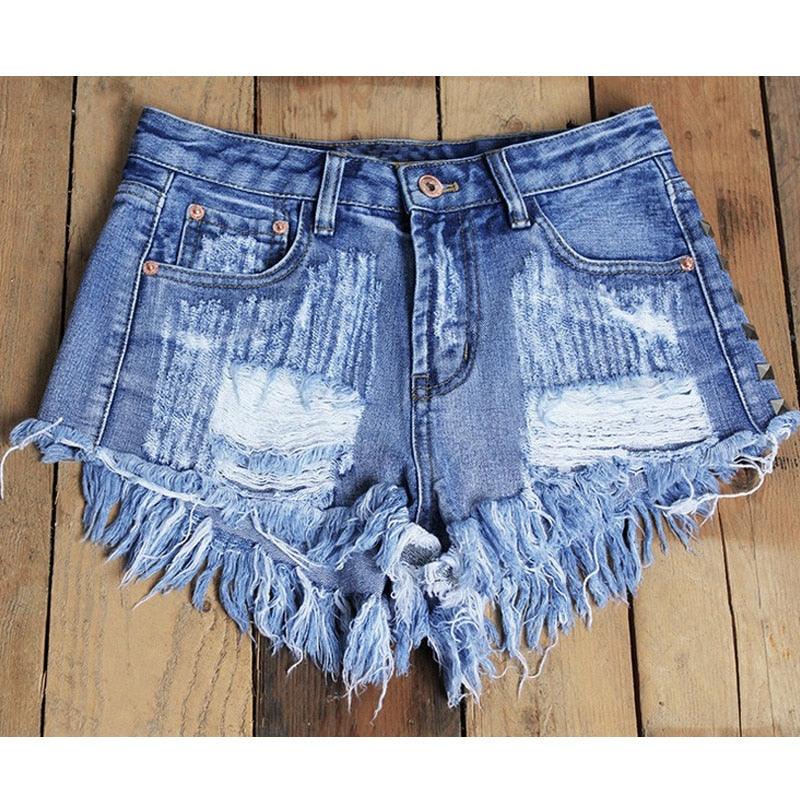 Trending Women's Fashion Brand Ripped High Waisted Short - Jeans Punk Sexy Hot Shorts (D32)(TBL2)
