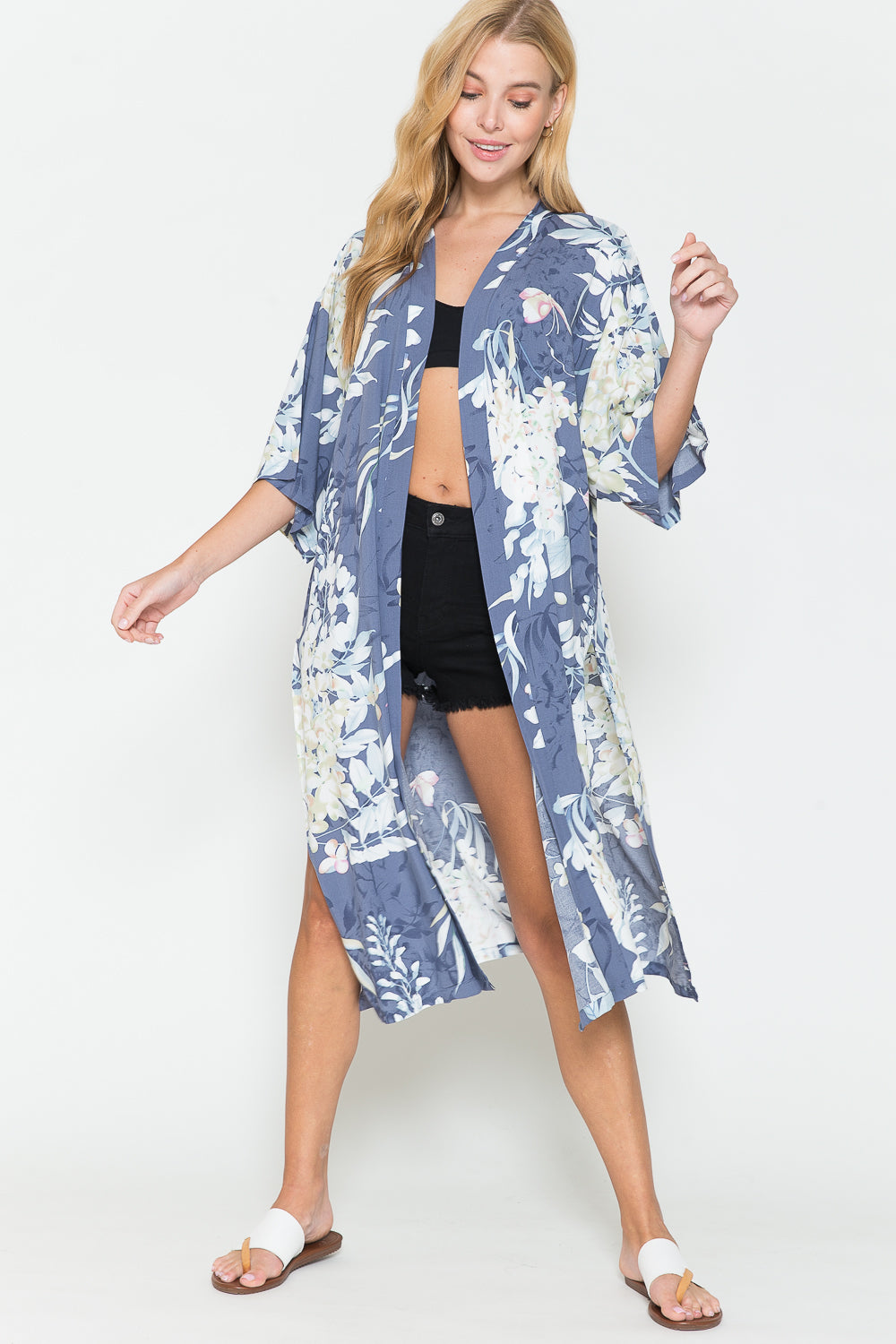 Justin Taylor Botanical Print Split Cover Up (TB11D) T