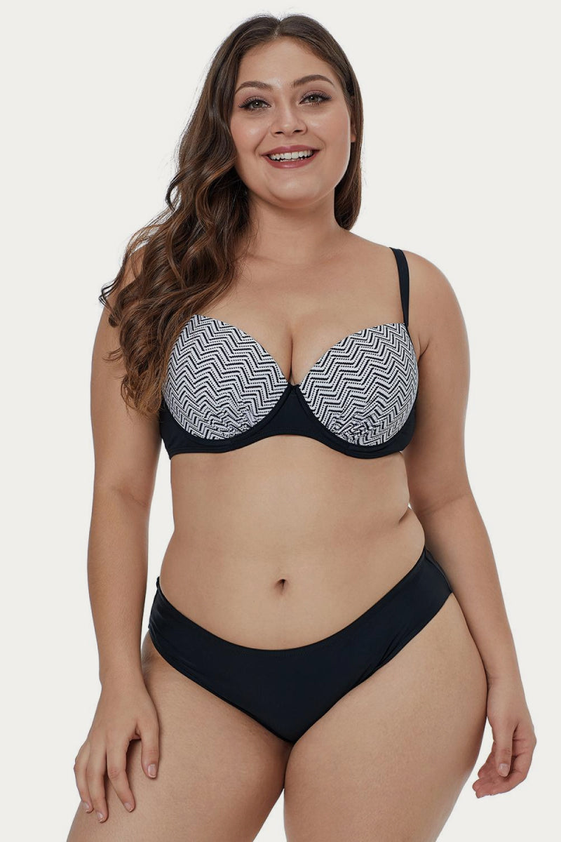 Waves Print Plus Size Bikini Set (TB9D) T