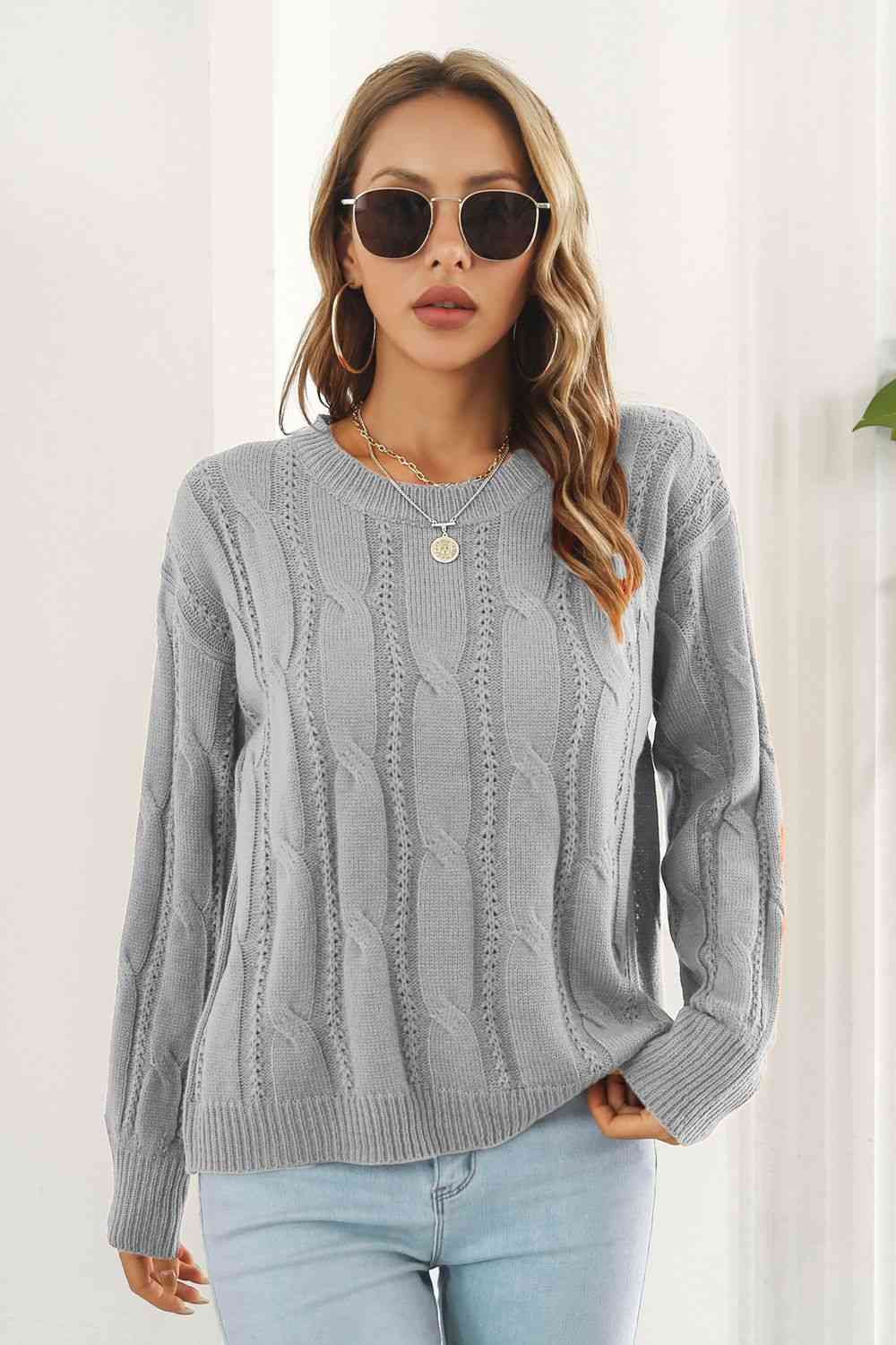 Round Neck Long Sleeve Sweater - Deals DejaVu