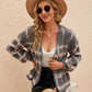 Open Front Plaid Long Sleeve Cardigan