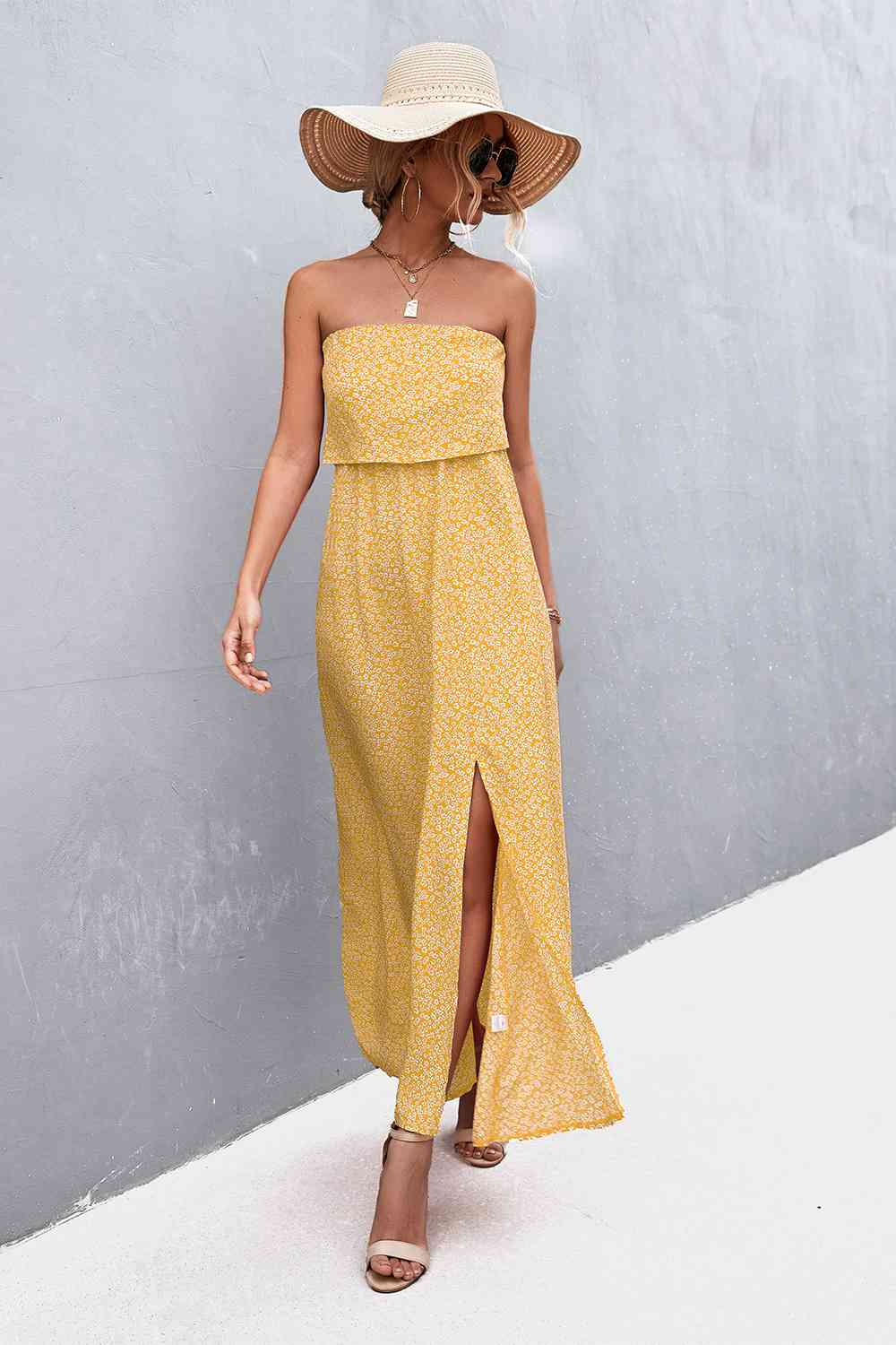 Strapless Split Maxi Dress (BWMT) T - Deals DejaVu
