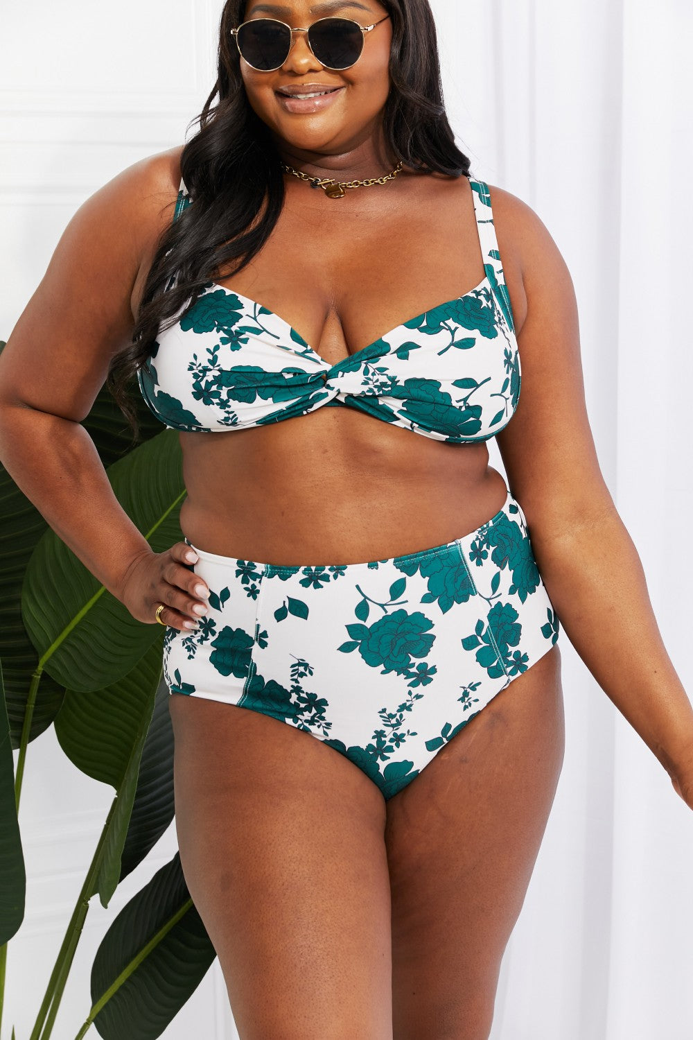 Marina West Swim Take A Dip Twist High-Rise Bikini in Forest (TB9D) T