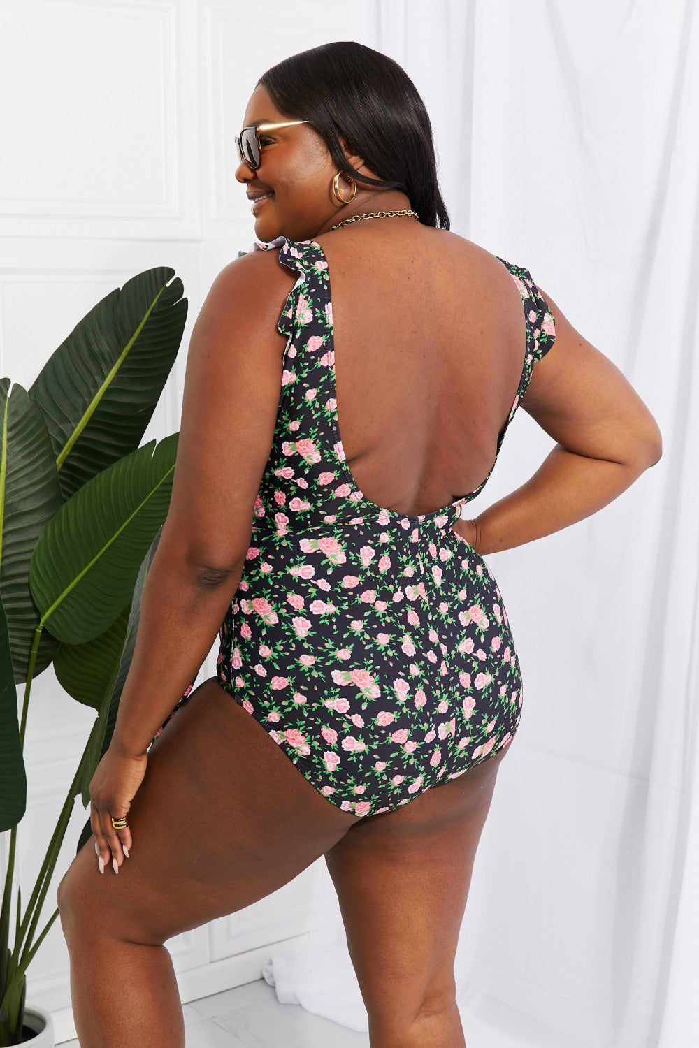 Marina West Swim Full Size Float On Ruffle Faux Wrap One-Piece in Floral (TB10D) T