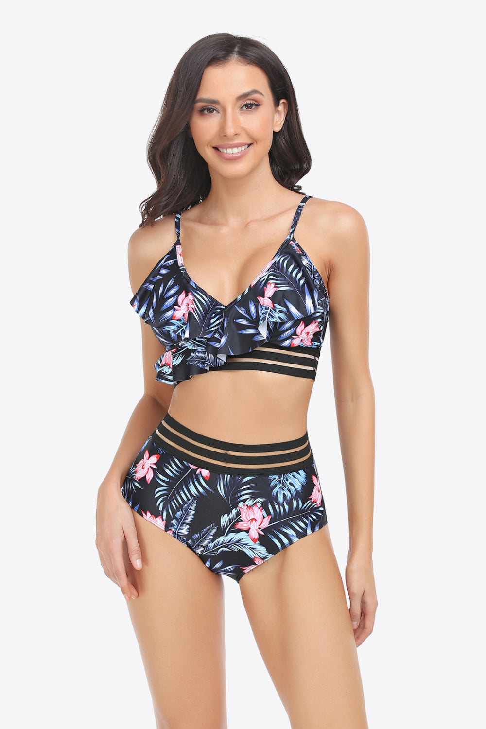 Ruffled Plunge Bikini Set (TB13D) T