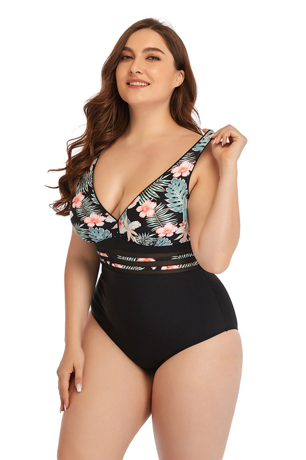 Floral Cutout Tie-Back One-Piece Swimsuit (TB10D) T