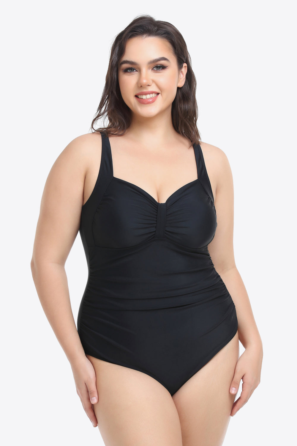 Plus Size Sleeveless Plunge One-Piece Swimsuit (TB10D) T