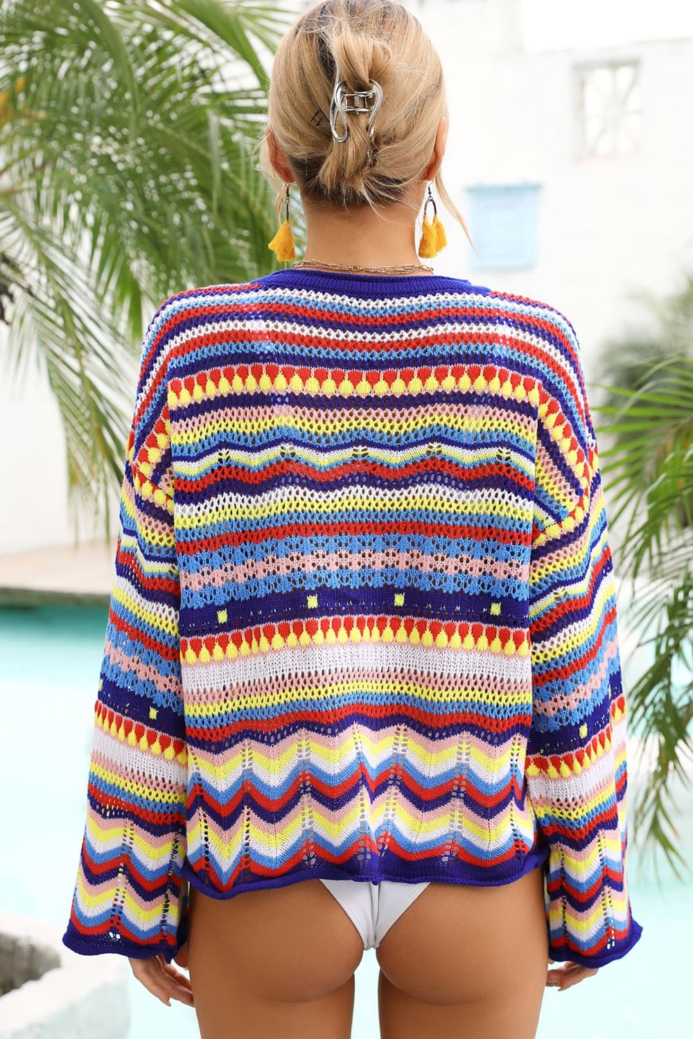 Multicolored Stripe Round Neck Cover-Up (TB11D) T