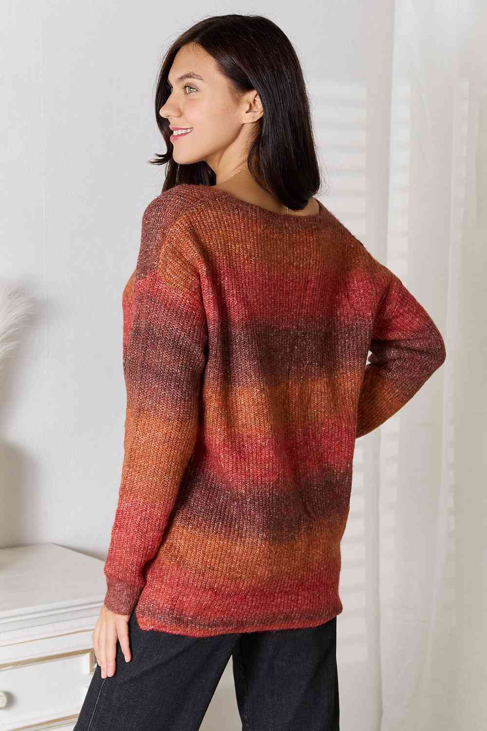 Gradient V-Neck Sweater - Deals DejaVu