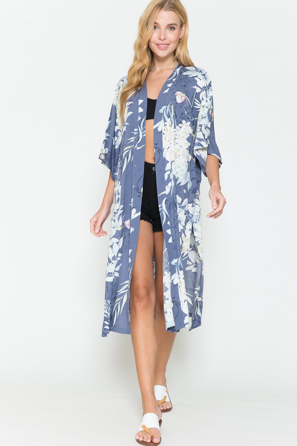 Justin Taylor Botanical Print Split Cover Up (TB11D) T