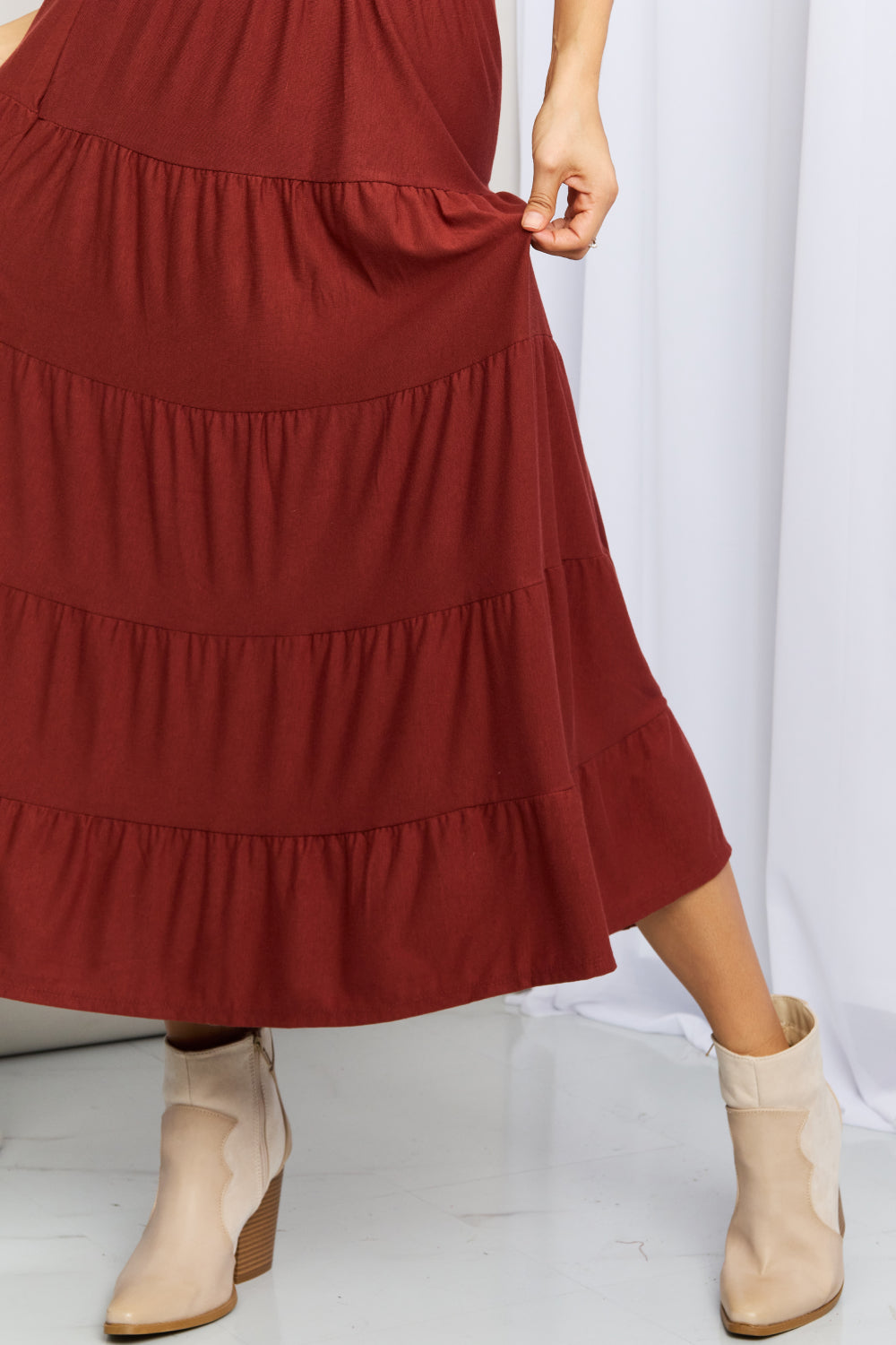 Zenana Full Size Wide Waistband Tiered Midi Skirt (TB7) T