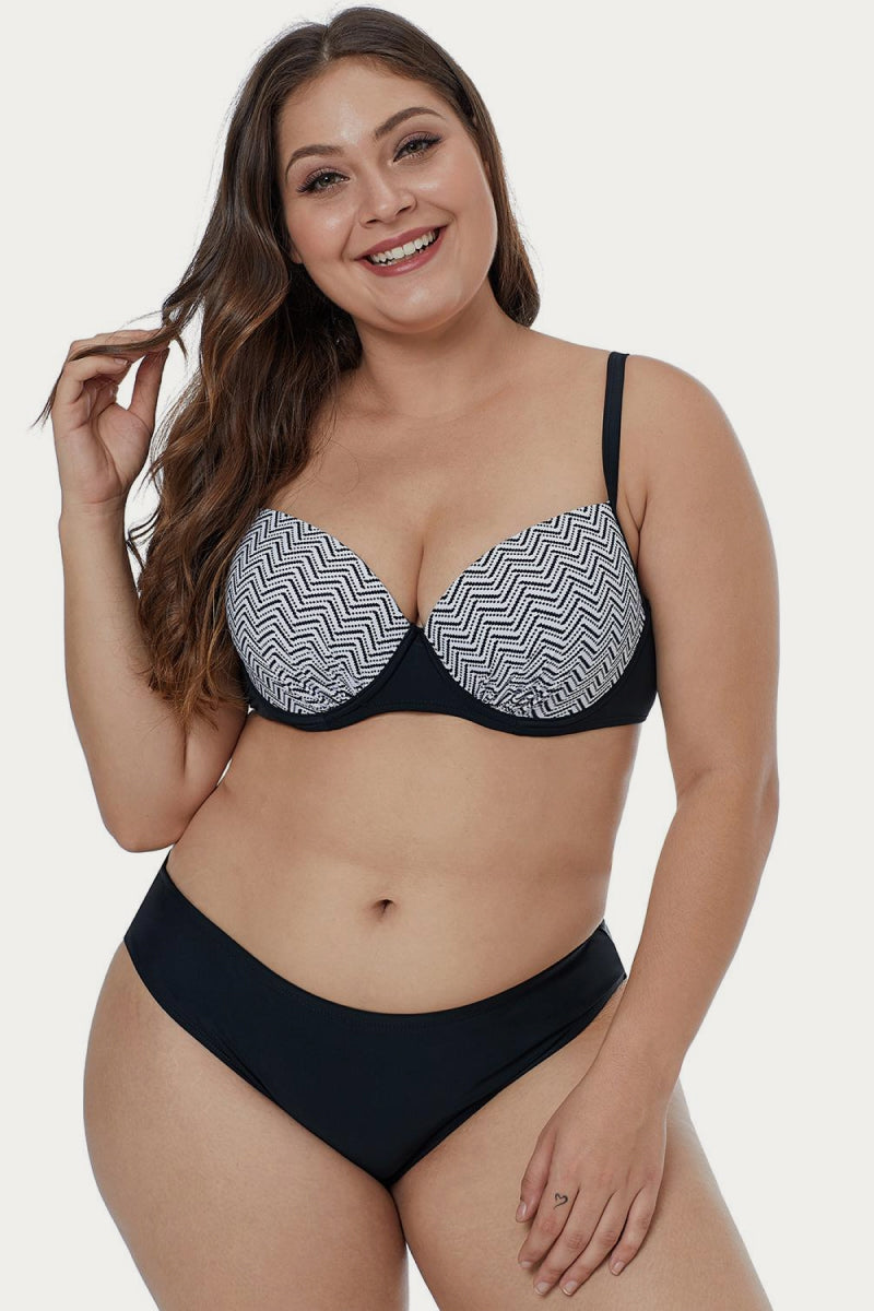Waves Print Plus Size Bikini Set (TB9D) T
