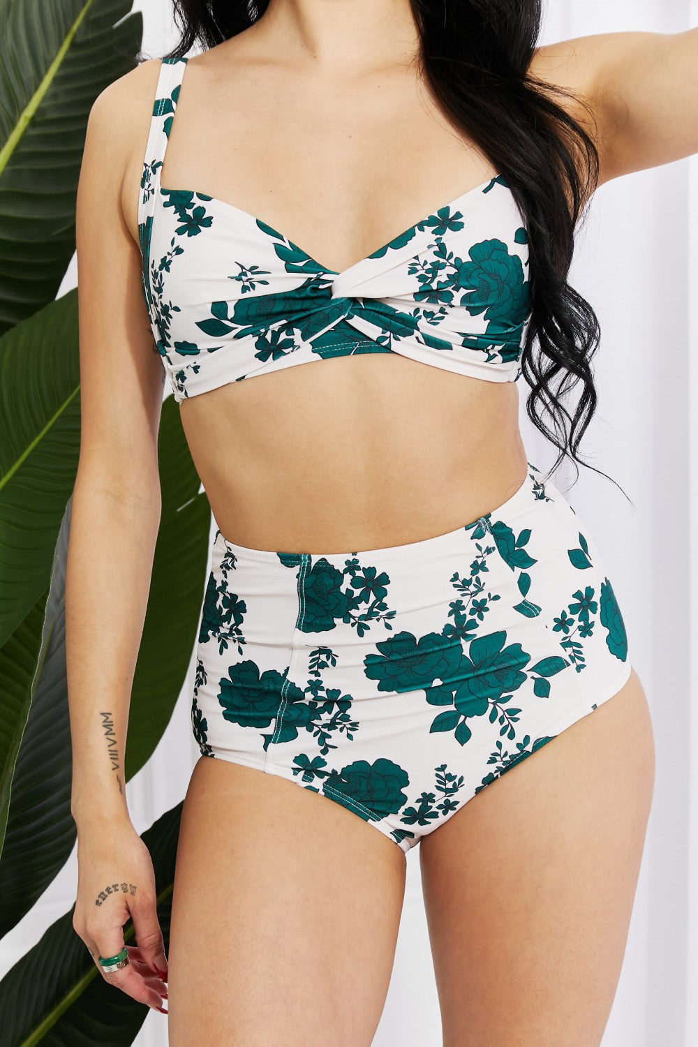 Marina West Swim Take A Dip Twist High-Rise Bikini in Forest (TB9D) T