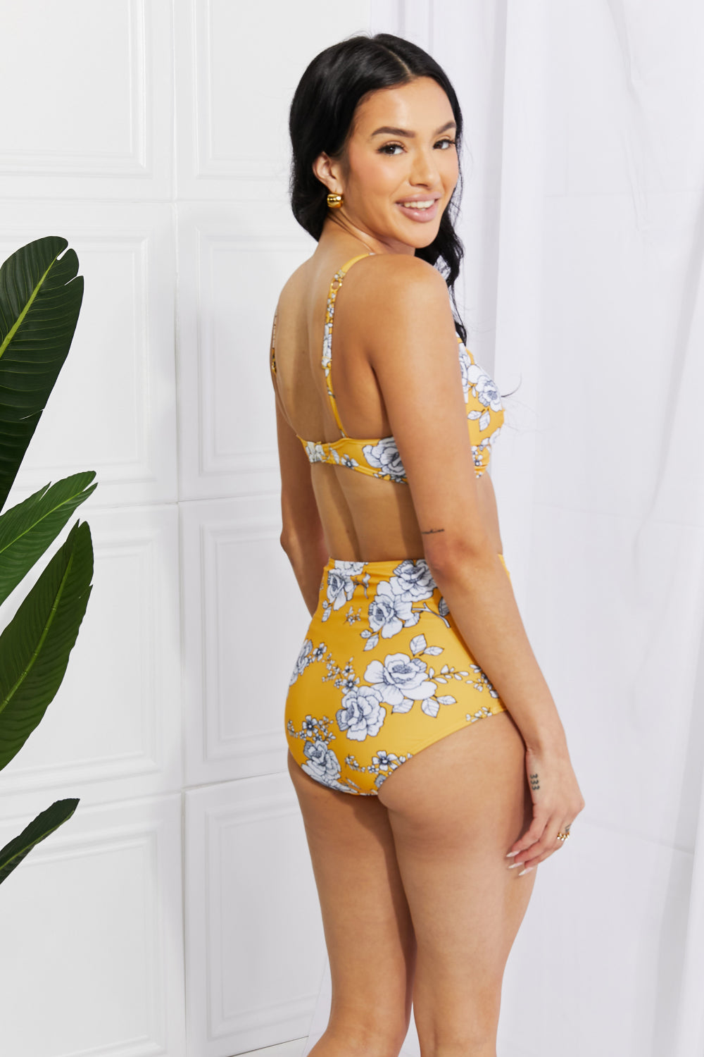 Marina West Swim Take A Dip Twist High-Rise Bikini in Mustard (TB9D) T