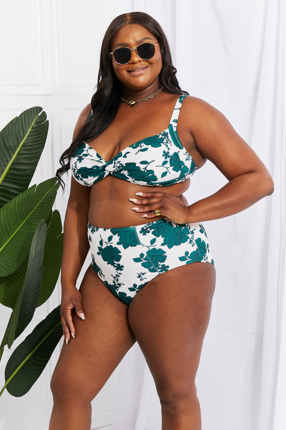 Marina West Swim Take A Dip Twist High-Rise Bikini in Forest (TB9D) T