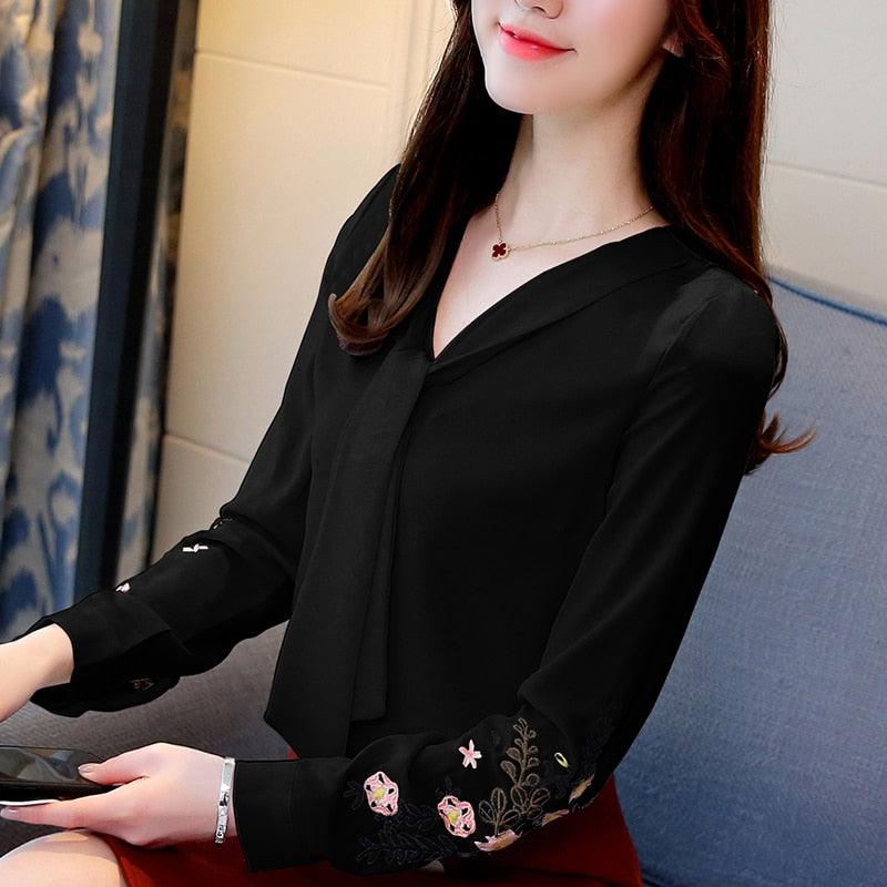 Trending Women Blouses - Long Sleeve Chiffon Women Shirt - Office Lady Tops (TB1)(BCD2)(F19)(F35)