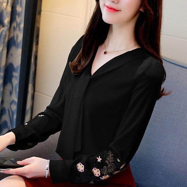 Trending Women Blouses - Long Sleeve Chiffon Women Shirt - Office Lady Tops (TB1)(BCD2)(F19)(F35)